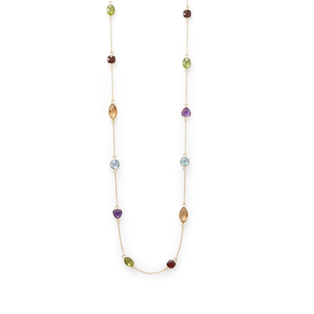 New! Genuine Multi Colored Gemstone Necklace